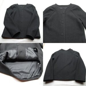 Pendleton Merino Wool Button Front Jacket Womens Medium Black Coat Career Blazer